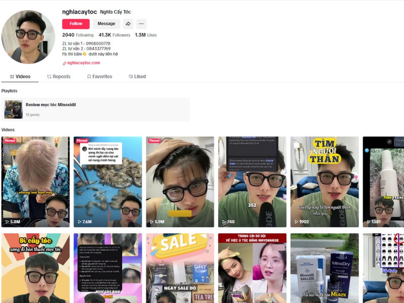 gioi thieu trang tik tok chia se kinh nghiem cay toc cua nghia